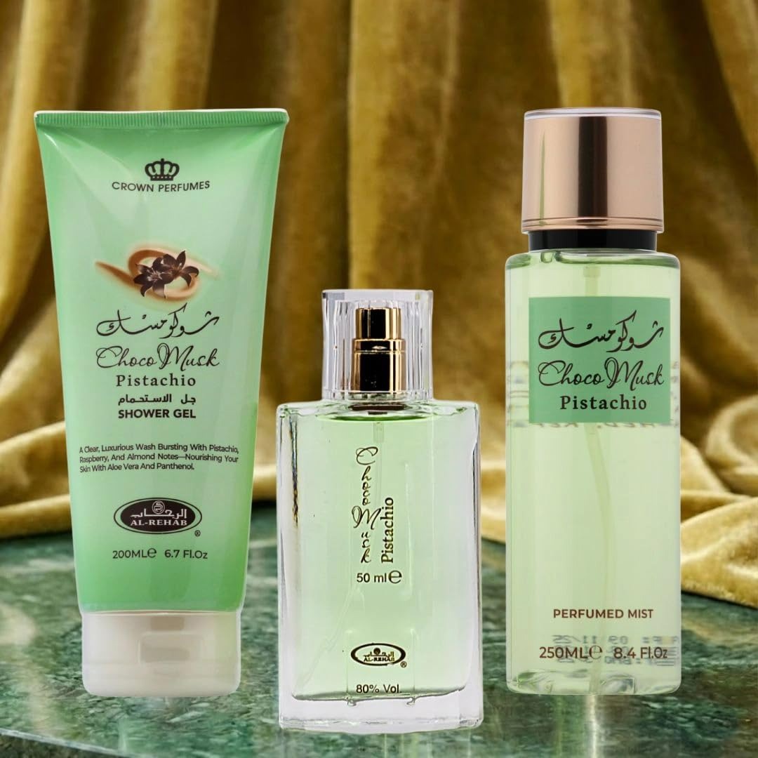 AL REHAB CHOCO MUSK PISTACHIO GIFT SET 3PC (EDP 1.65/SG 6.7/BM 8.4) U